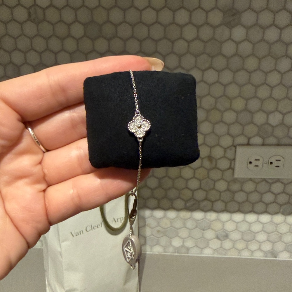 Van Cleef & Arpels White Gold Diamond Alhambra Bracelet